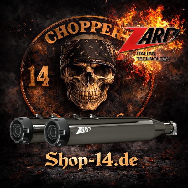 Zard - Slip-On mufflers set. Black stainless - für Harley-Davidson® 17-24 FLT/Touring  Auspuffanlage Auspuff