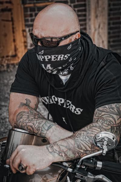 CnP Choppers n Partys Bandana Motorradtuch Schlauchtuch Biker Motorrad Totenkopf Lilie Skull