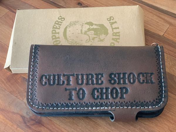 CnP Choppers n Partys Wallet in Braun (Logo Stempel) Biker Geldbeutel Motorrad Totenkopf Lilie