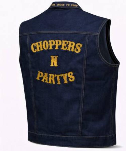 CnP Choppers n Partys Old School Jeansweste Denim Bestickt (Herren)