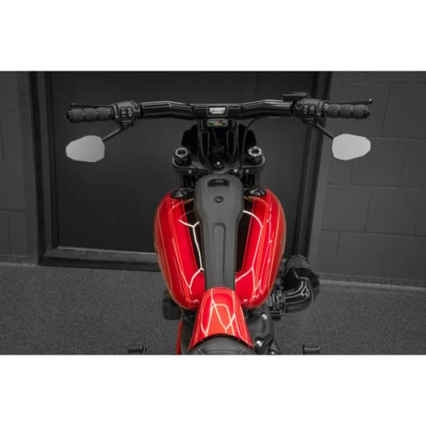 Killer Custom, 'Back Saver' Raked T-Bar Mega Lenker 10" – 2004–2024 · H-D mit 3.5" riser mount hole spacing mit square digital speedo or KOSO D2 speedo (ausgenommen hydraulic clutch models)