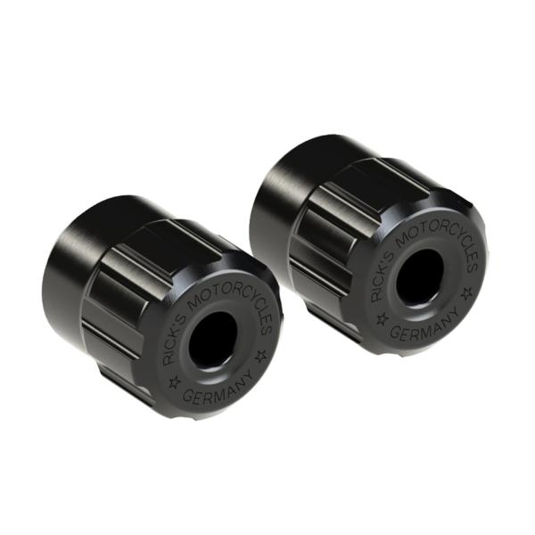 Rick’s Motorcycles – Clubstyle Sturzbügel end caps. glänzend schwarz – 18-25 M8 Softail with Rick's Clubstyle crashbar