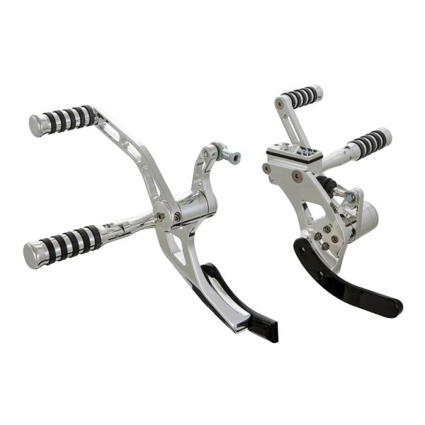 Rick’s Motorcycles – vorverlegte Fußrastenanlage. O-ring. STD. poliert – 18-26 Softail