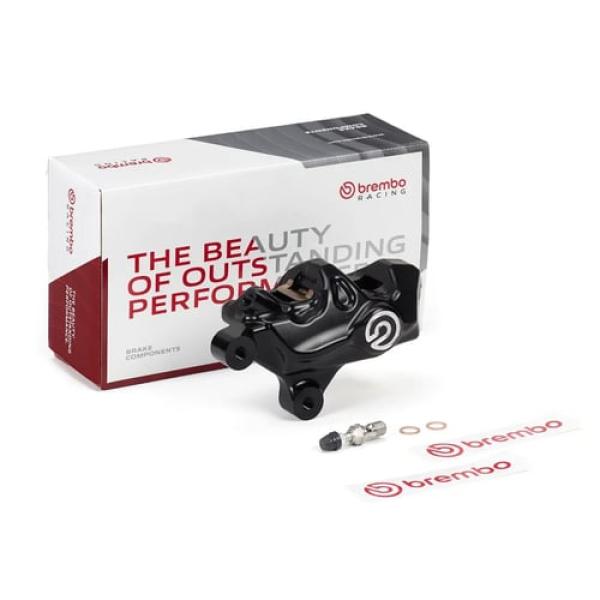 Brembo 484 Bremssattel links schwarz – vorne: 00-14 Softail (außer FXSTS); 00-17 Dyna; 00-07 FLT/Touring; 00-13 XL Sportster; 02-05 V-Rod (außer VRSCR)