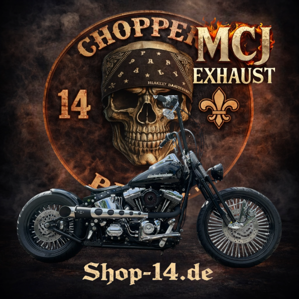 MCJ - 2 in 1 Hot Rod Komplett Anlage in Chrom oder Schwarz mit EG Erlaubnis - SOFTAIL DELUXE - CROSS BONES - SLIM VON 2007 BIS 2016