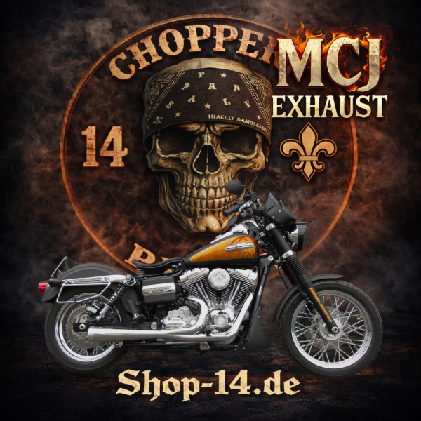 MCJ - 2 in 1 Classic in Chrom oder Schwarz mit Krümmer - SOFTAIL FAT BOY 1450