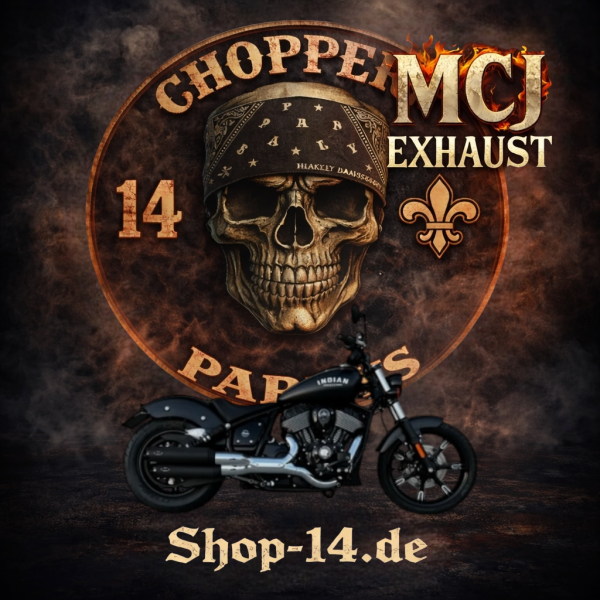 MCJ - 2 in 2 Endtöpfe 90 Durchmesser  in Chrom oder Schwarz mit Endkappen wählbar - INDIAN SCOUT FÜR EURO 5