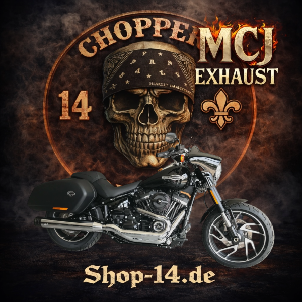 MCJ - Auspuff Modell 100 Durchmesser , erhältlich in Schwarz oder Chrom, mit Endkappen zur Auswahl zwischen B073 und B080 -  SPORT GLIDE 2021 EURO 5
