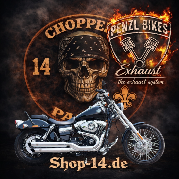PENZL AUSPUFFANLAGE FÜR - Harley-Davidson - Dyna Fat Bob (FXDF) - Motor TC96/TC103 - Baujahr 2007 bis 2017 - mit manuelle oder elektronische Steuerung