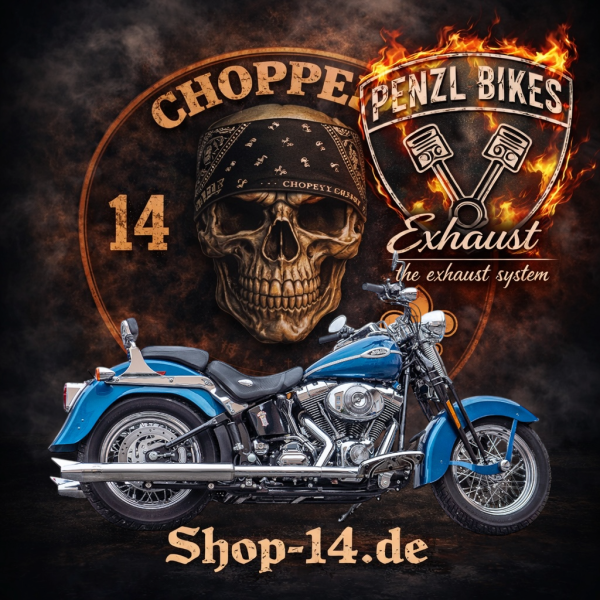 PENZL AUSPUFFANLAGE FÜR - Harley-Davidson - Softail Springer li./re. (FLSTS) - Motor Evolution/TC88/TC96 - Baujahr 1984 bis 2007