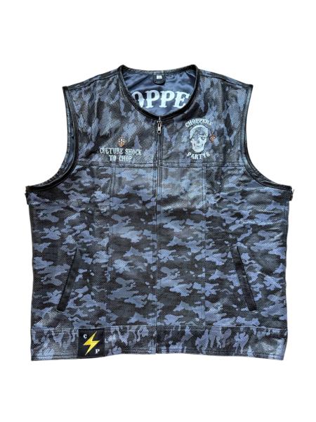 Choppers n Partys Lederweste Camo Grau Leder  Biker, Bikerweste, Kutte