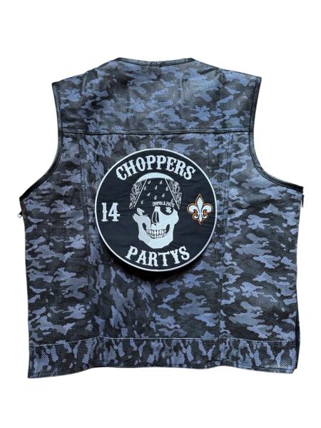 Choppers n Partys Lederweste Camo Grau Leder  Biker, Bikerweste, Kutte