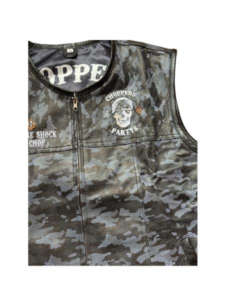 Choppers n Partys Lederweste Camo Grau Leder  Biker, Bikerweste, Kutte