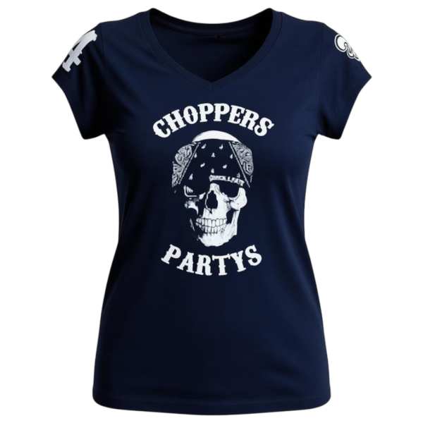 CnP Black Bandana Skull DAMEN TALLIERT - Shirt Schwarz Totenkopf  Motorrad