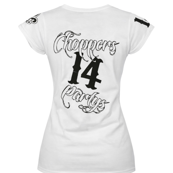 Damen White Bandana Skull T-Shirt