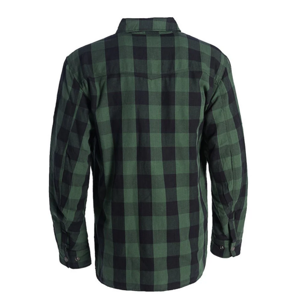 WCC WEST COAST CHOPPERS - FLANNEL KEVLAR RIDING SHIRT GREEN-BLACK