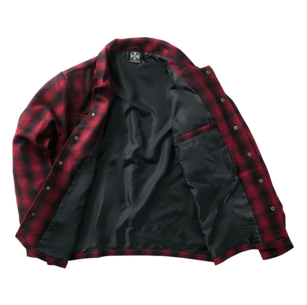 WCC WEST COAST CHOPPERS - WCC WOOL LINED PLAID SHIRTS - RED/BLACK
