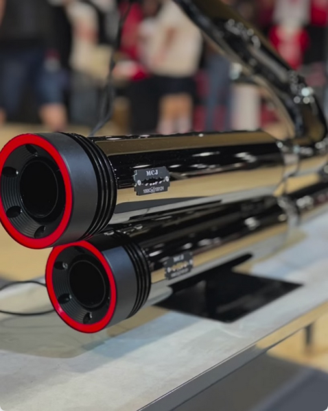 MCJ - 2 in 2 Black Nickel in 100 Durchmesser Endkappe B073 oder B080 mit 3 Punkt Motorschalter Elektrisch  - FÜR TOURING , Street Glide , Road Glide , Road King AB BJ. 2021