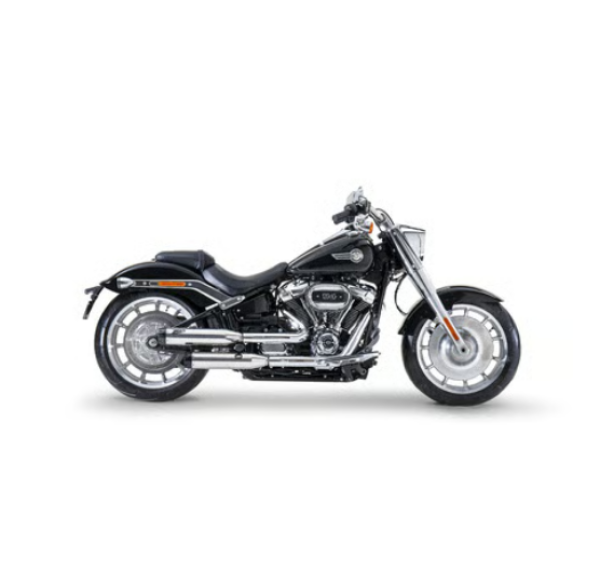 Zard - Overlapped' 2-2 slip-on mufflers. Polished - für Harley-Davidson® 18-24 Softail FXB, FXBRS Breakout, FLFB, FLFBS Fat Boy Auspuffanlage Auspuff