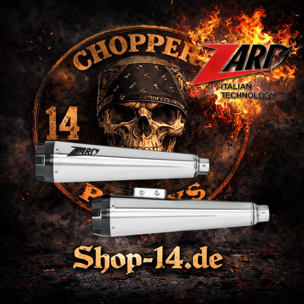 Zard - Overlapped' 2-2 slip-on mufflers. Polished - für Harley-Davidson® 18-24 Softail FXB, FXBRS Breakout, FLFB, FLFBS Fat Boy Auspuffanlage Auspuff