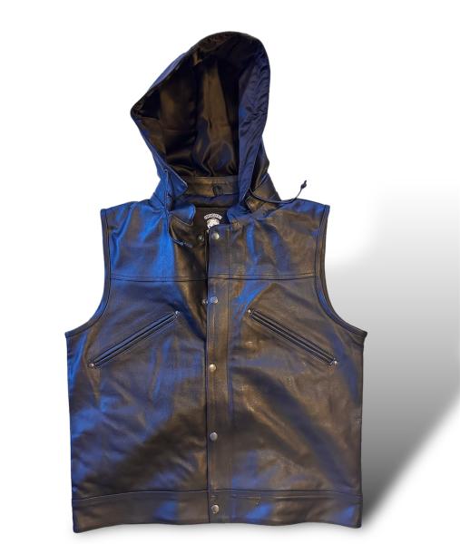 Choppers n Partys Lederweste  Black mit Kapuze