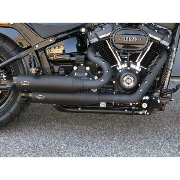 MCJ - 2 in 2 Big Short, in Schwarz oder Chrom, mit Krümmer, Hitzeschutz (mit oder ohne Löcher), Halterungen und  Endkappen wählbar - DYNA FAT BOB - WIDE GLIDE - LOW RIDERS S MODELS 2017