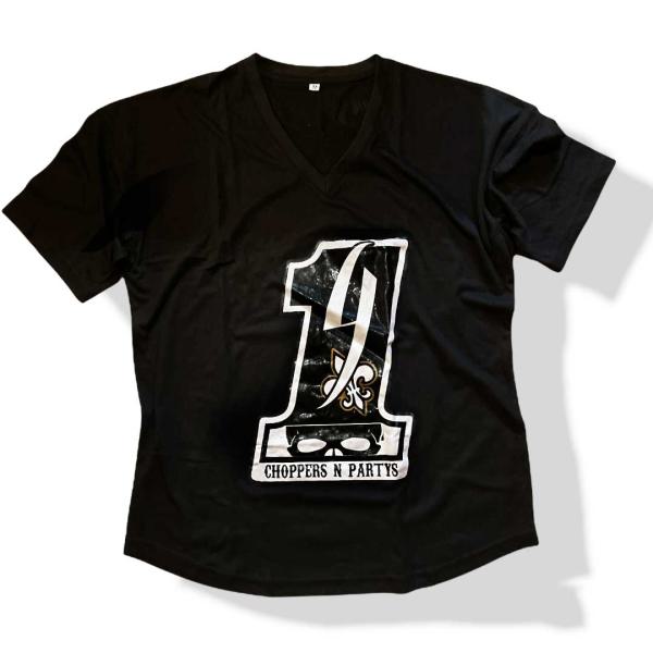 CnP Choppers n Partys - Black for 1 (Damen) T-Shirt Schwarz Totenkopf Motorrad