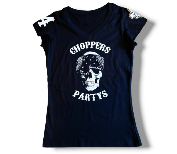 CnP Black Bandana Skull DAMEN TALLIERT - Shirt Schwarz Totenkopf  Motorrad