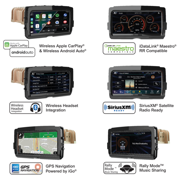 Soundstream v2 Radio für Harley-Davidson mit Apple car play & android auto - Für Touring und Trike ab 2014 als Upgrade des Standard Harley 4.3 und GT Audio sowie als Ersatz für CVO, Boom! und GTS Audio