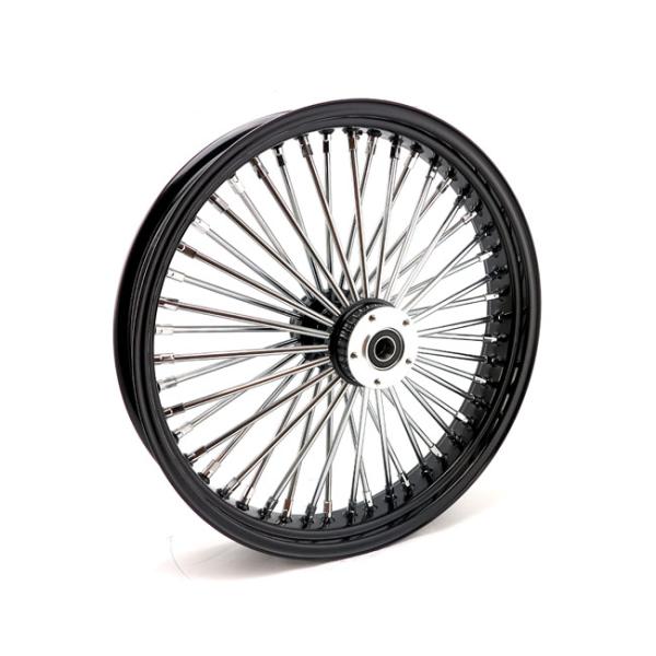 48 Fat Spoke Vorderrad 3,50 x 23 DF schwarz/Edelstahl - Felgen / Wheels für Harley Davidson Modelle mit TÜV Zulassung