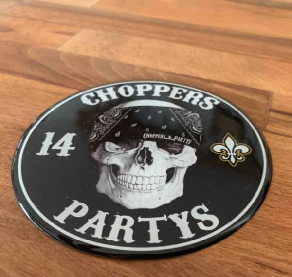 Gel Aufkleber Choppers n Partys 9cm Durchmesser