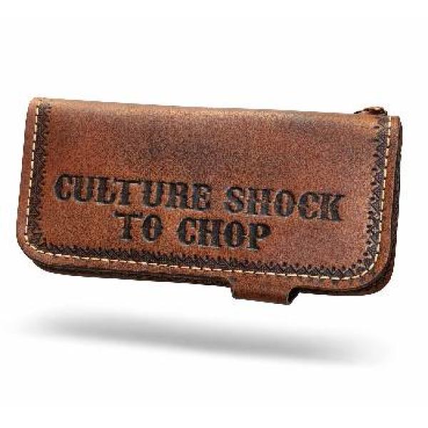 CnP Choppers n Partys Wallet in Braun (Logo Stempel) Biker Geldbeutel Motorrad Totenkopf Lilie