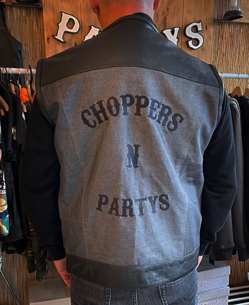 Choppers n Partys Lederweste Leder/Jeans Grau Biker