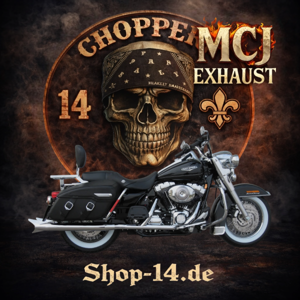 MCJ - 2 in 2 Royal Endtöpfe in Chrom mit Endkappen wählbar - TOURING , Street Glide , Road Glide , Road King bis BJ. 2016