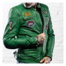 Holy Freedom Zero Evo Jacket Green - Motorrad Lederjacke in Grün