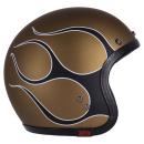 13 1/2 Skull bucket helmet flames matt gold, Size 2XL