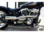 BSL Exhaust Bomb V2 Exhaust System , Polished Smooth Heat Shield, Polished Adjustable High End Cap, Polished 4" - BSL Auspuffanlage für Harley Davidson 07-16 Dyna, (except 16 FXDLS)