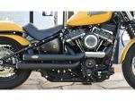 BSL Exhaust Drager Drag Exhaust System , Polished Smooth Heat Shield, Polished Smooth End Cap, Black 70 mm - BSL Auspuffanlage für Harley Davidson 18-20 Softail