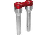 8" Clubstyle Straight Risers With Red Clamp Silver 1 1/4"