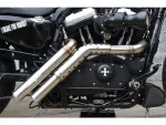 BSL Exhaust Firestarter Midcontrol Exhaust System , Raw Hole Heat Shield, Polished Smooth End Cap, Outline 2,5"- BSL Auspuffanlage für Harley Davidson 04-16 Sportster