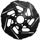 Kodlin by SBS, "7-spoke" Brems rotor hinten. Schwarz | Passend: hinten: 2000–2026 Softail (außer 2017 FXSE); 2000–2017 Dyna (außer 2016–2017 FXDLS); 2000–2007 Touring; 2000–2010 XL (außer XR1200)