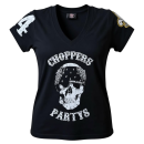 CnP Strass Black Bandana Skull talliert mit Glitzersteine (Damen) T-Shirt Schwarz Totenkopf  Motorrad