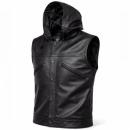 Choppers n Partys Lederweste  Black mit Kapuze