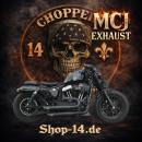 MCJ - 2 in 2 Royal Short , in Schwarz oder Chrom, mit Krümmer und Hitzeschutz  (mit oder ohne Löcher) alle Halterungen dabei - SPORTSTER 883-1200 BJ. 2017 BIS 2020